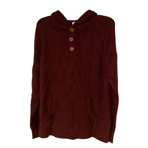 7Diamonds Burgundy Knit Hoodie Sweater Mens Medium Shasta Pullover Button‎ Front